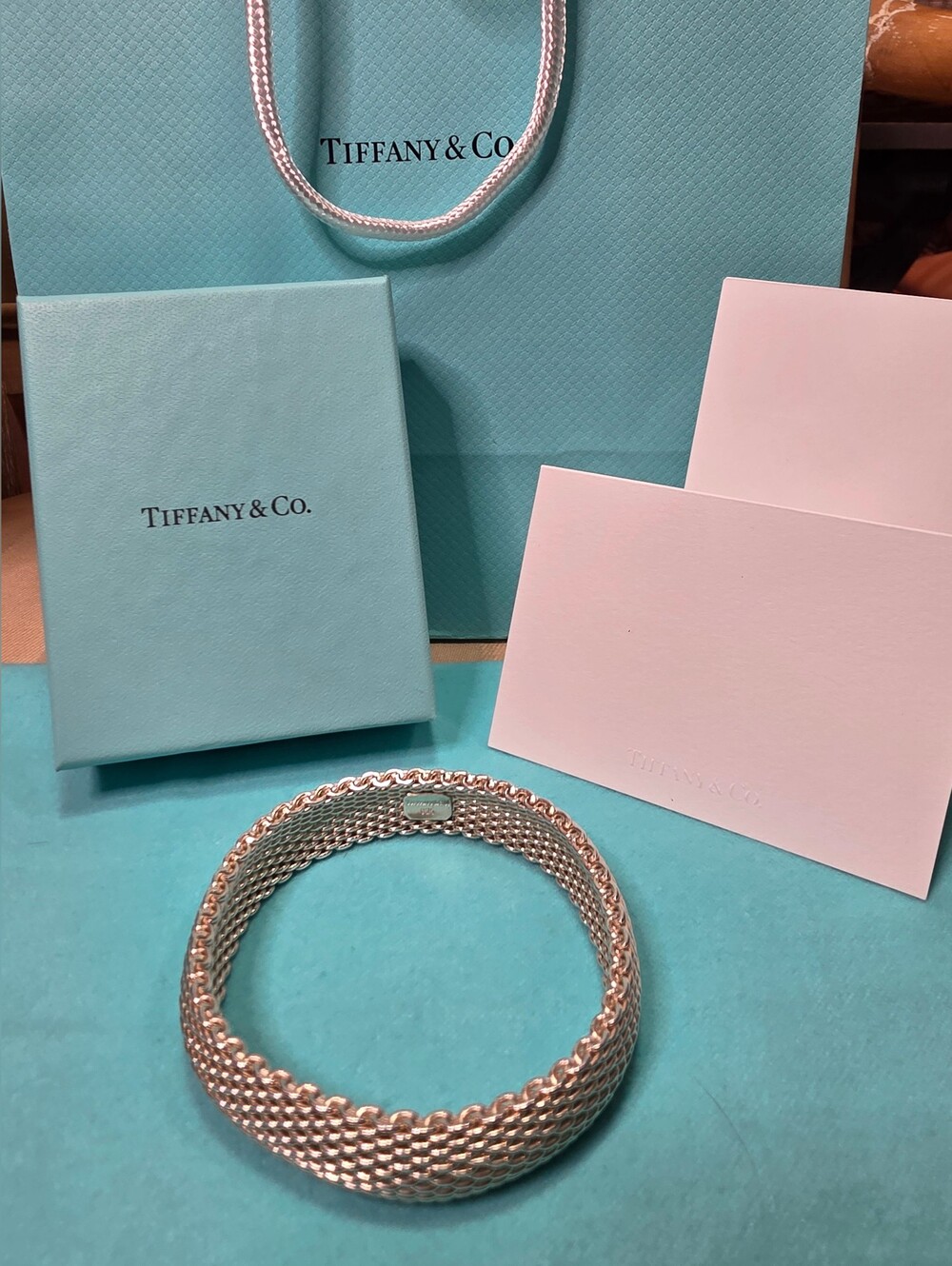 TIFFANY & CO SOMERSET MESH STERLING SILVER BRACELET 8 IN